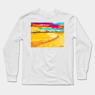 Mill By The Field Under a Purple Sky Long Sleeve T-Shirt